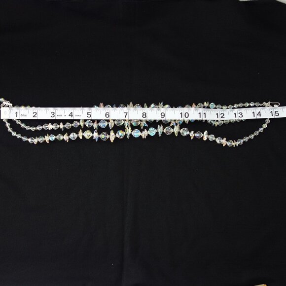 Vintage 1950s Vendome Faceted Triple Strand Aurora Borealis Crystal Necklace - Picture 9 of 11